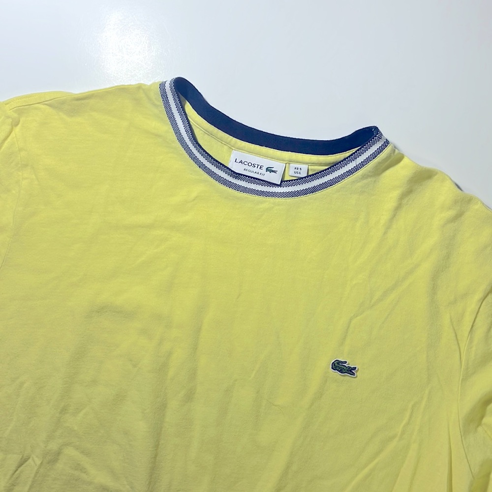 Lacoste mens L Large regular fit light yellow soft cotton short sleeve t-shirt